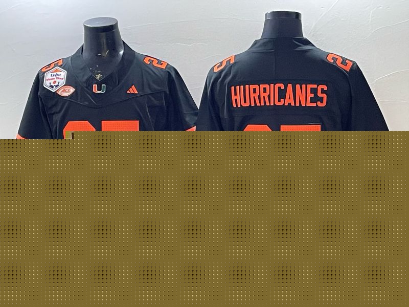 Men 2026 Miami Hurricanes #25 Hurricanes Black 3th generations Limited NCAA Jersey 07